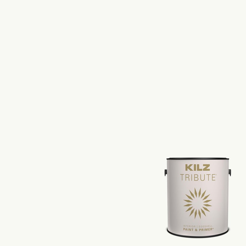 KILZ TRIBUTE Paint & Primer, Interior, Eggshell, Ultra Bright White, 1 Gallon - Image 1